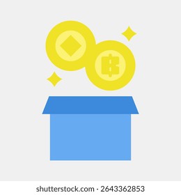 Icon block reward. Crypto currency elements. Icon in flat style.
