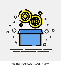Icon block reward. Crypto currency elements. Icon in MBE style.