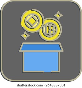 Icon block reward. Crypto currency elements. Icon in embossed style.