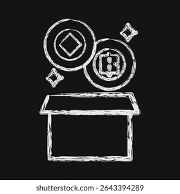 Icon block reward. Crypto currency elements. Icon in chalk style.