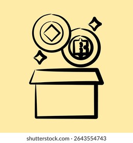 Icon block reward. Crypto currency elements. Icon in hand drawn style.