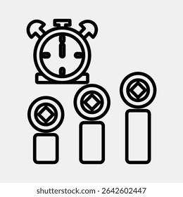 Icon block time. Crypto currency elements. Icon in line style.