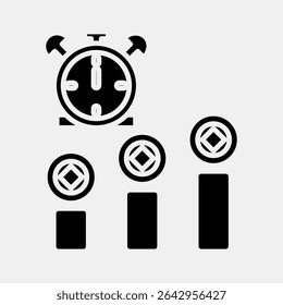 Icon block time. Crypto currency elements. Icon in glyph style.