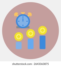 Icon block time. Crypto currency elements. Icon in color mate style.