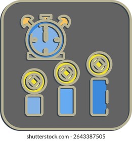 Icon block time. Crypto currency elements. Icon in embossed style.