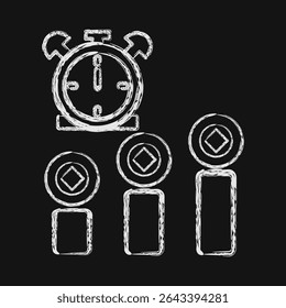 Icon block time. Crypto currency elements. Icon in chalk style.