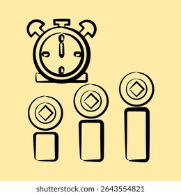 Icon block time. Crypto currency elements. Icon in hand drawn style.