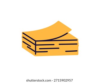 Ícone do bloco de notas adesivas amarelas. Pilha de memos de papel, postes de adesivo, almofada destacada com borda adesiva. Papel de carta para lembretes. Ilustração de vetor isolado plano sobre fundo branco