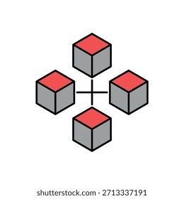Icono de una Blockchain, aislado contra un fondo limpio.