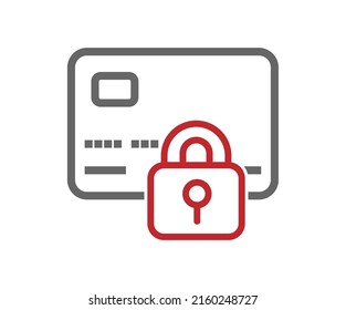 icon of a blocked bank card. Icon for websites and applications. An empty contour. Flat style
