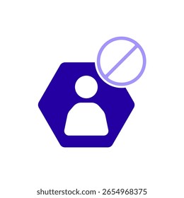 Ícone de um usuário bloqueado, isolado em um plano de fundo limpo.
