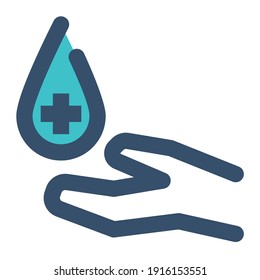 icon blood donor using filled line style and blue color