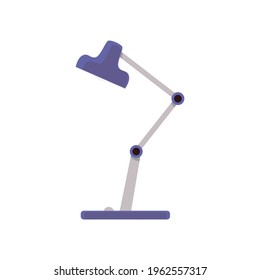 Icono de la lámpara de escritorio azul regulable. Lámpara eléctrica de mesa de trabajo para el lugar de trabajo en oficina, sala de estudio o biblioteca de sala de lectura. Equipo de iluminación. Ilustración aislada del vector.