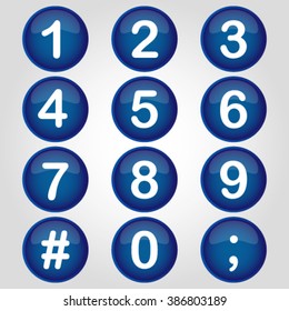 icon blue buttton number vector