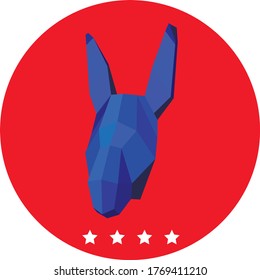 icon blue donkey democrat party america icon vector
