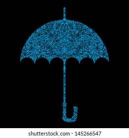 Icon blue flower isolated umbrella - vector