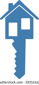 icon blue house and key vector