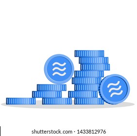 icon blue libra coin pile online currency. in white background.