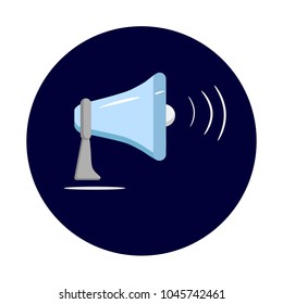 icon of blue megaphone with stand on a dark blue background