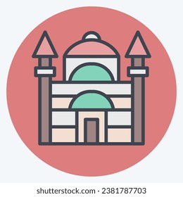 Icon Blue Mosque. related to Turkey symbol. color mate style. simple design editable. simple illustration