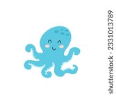 Icon of a blue octopus on a white background.