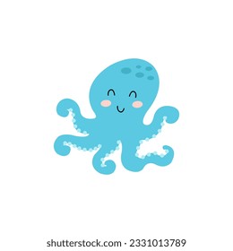 Icon of a blue octopus on a white background.