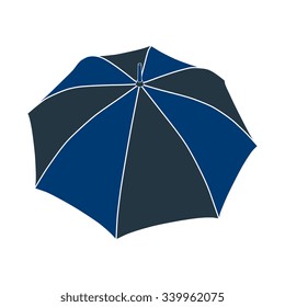 Icon blue petals round umbrella. Vector illustration.