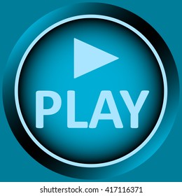 Icon blue play and symbol