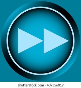Icon blue rewind symbol forward