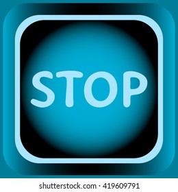 Icon blue square stop