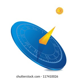 Icon As Blue Sundial With Orange Sun