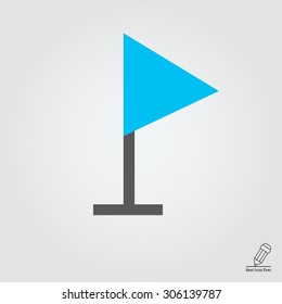 Icon of blue triangle flag on pole