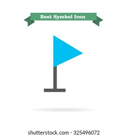 Icon of blue triangle flag on pole