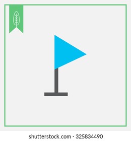 Icon of blue triangle flag on pole