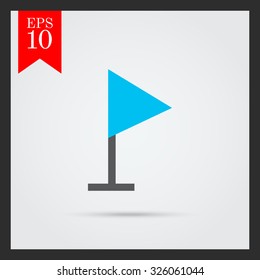 Icon of blue triangle flag on pole