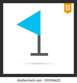 Icon of blue triangle flag on pole
