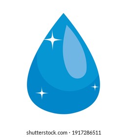 icon of blue water drop over white background, colorful design, vector illustration