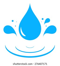 icon with blue water drop splash silhouette