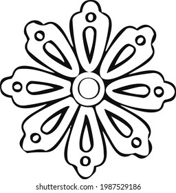 Icon blue winter flower snowflake symbol. Vector,