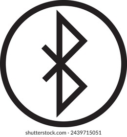 icon bluetooth black outline logo for web site design and mobile dark mode apps Vector illustration on a white background