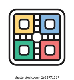Icon of a board game with colorful tiles for fun activities