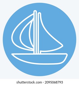 Icon Boat - Blue Eyes Style - Simple illustration,Editable stroke,Design template vector, Good for prints, posters, advertisements, announcements, info graphics, etc.