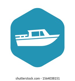 Icon boat. Motor boat for movement on water. Vector illustration in simple flat style isolated on white background for design and web.
