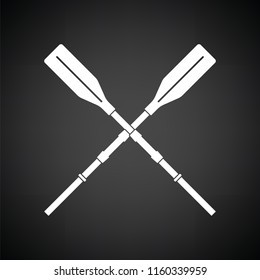 Icon of  boat oars. Black background with white. Vector illustration.