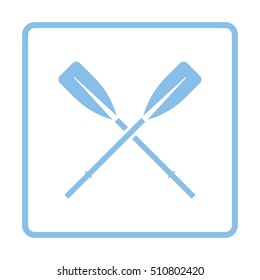 Icon of  boat oars. Blue frame design. Vector illustration.