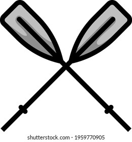 Icon Of Boat Oars. Editable Bold Outline With Color Fill Design. Vector Illustration.