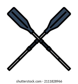 Icon Of Boat Oars. Editable Bold Outline With Color Fill Design. Vector Illustration.