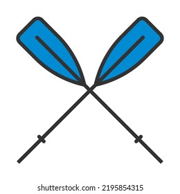 Icon Of Boat Oars. Editable Bold Outline With Color Fill Design. Vector Illustration.