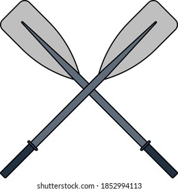 Icon Of Boat Oars. Editable Outline With Color Fill Design. Vector Illustration.