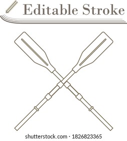 Icon Of Boat Oars. Editable Stroke Simple Design. Vector Illustration.